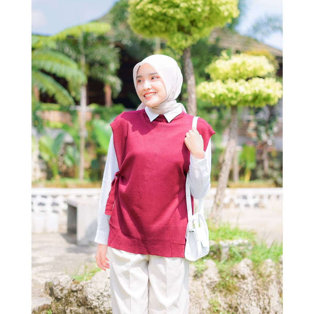 𝐇𝐄𝐒𝐓𝐘 Rompi Rajut Korea Kaminara Vest Knit Atasan Wanita Outer Basic Vest Knit Tali Tebal