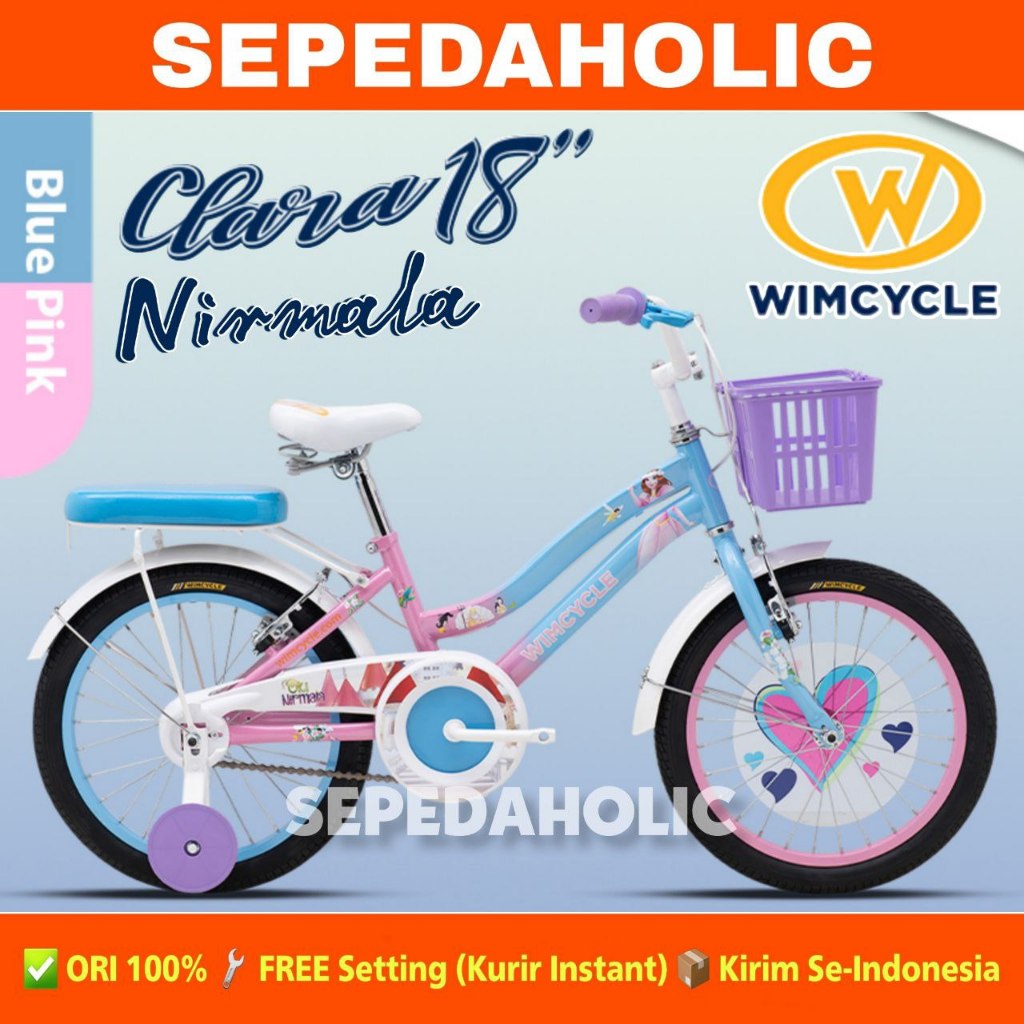 Sepeda Anak Perempuan WIMCYCLE CLARA NIRMALA (Featuring Majalah BOBO) Ukuran 18 Inch Usia 6-8 Tahun 