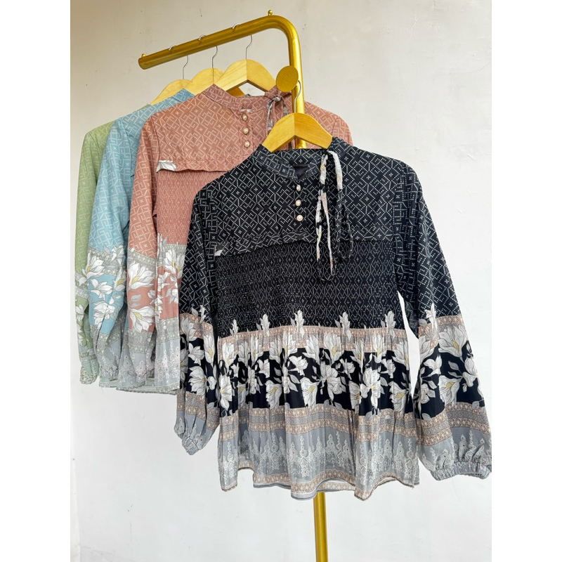 Baju Atasan Wanita Blouse Ceruty Plisket Premium