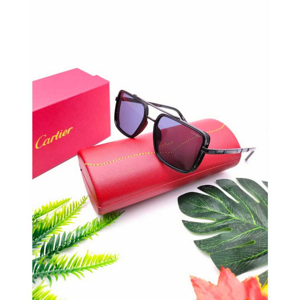 Kacamata New Cartier YX35038 Lensa Polarized Frame Black Grey Super Premium