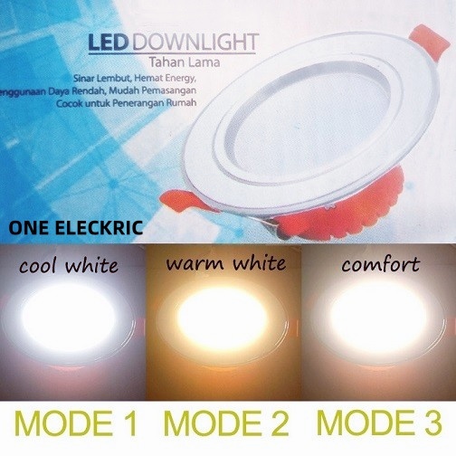 LAMPU DOWNLIGHT LED 3 WARNA 6WATT  PUTIH KUNING WARMWHITE PANEL LED LAMPU PLAFON
