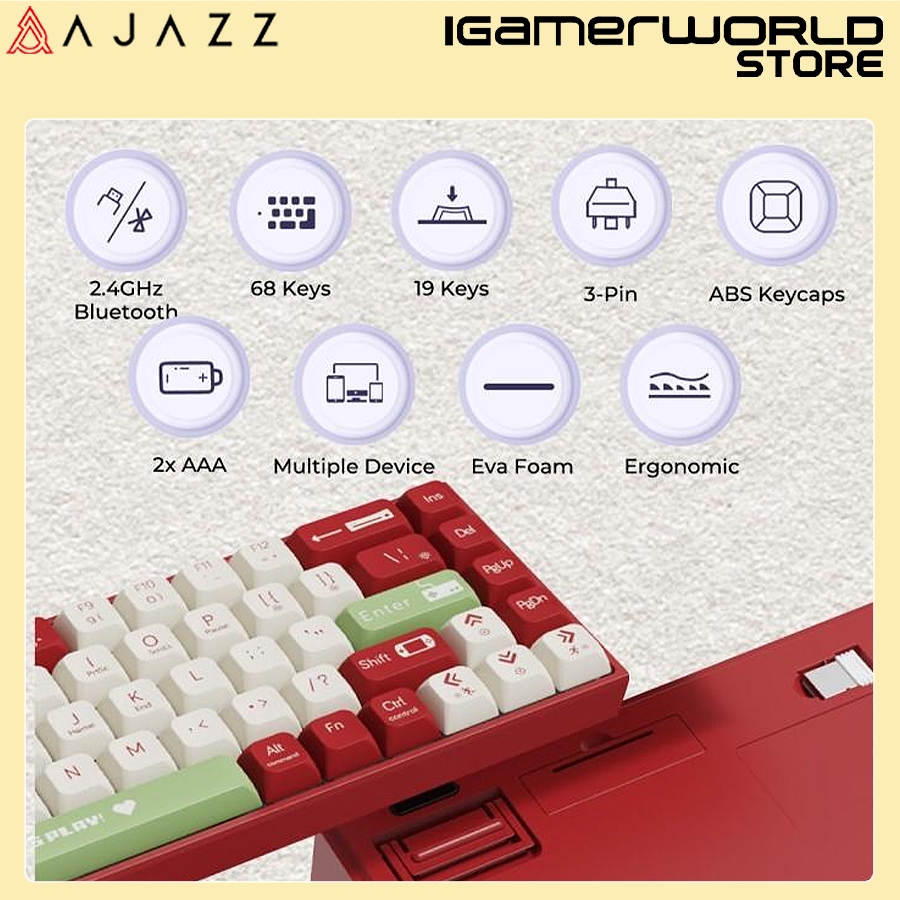Ajazz AK680 Wireless Wired 60% Mechanical Gaming Keyboard