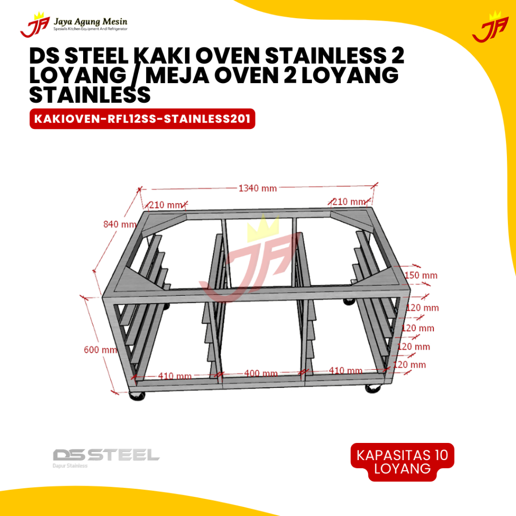 DS STEEL Kaki Oven Stainless 2 Loyang / Meja Oven 2 Loyang Stainless / Meja Oven Stainless