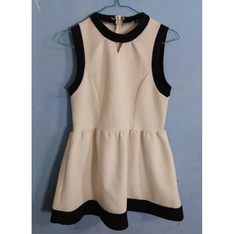 baju korea /DRESS pendek / baju putih lengan pendek /DRESS putih hitam