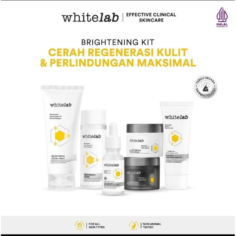 Whitelab 6pcs Brightening Paket Wajah - Facial Wash, Toner, Serum, Moisturizer, Sunscreen Paket Skin