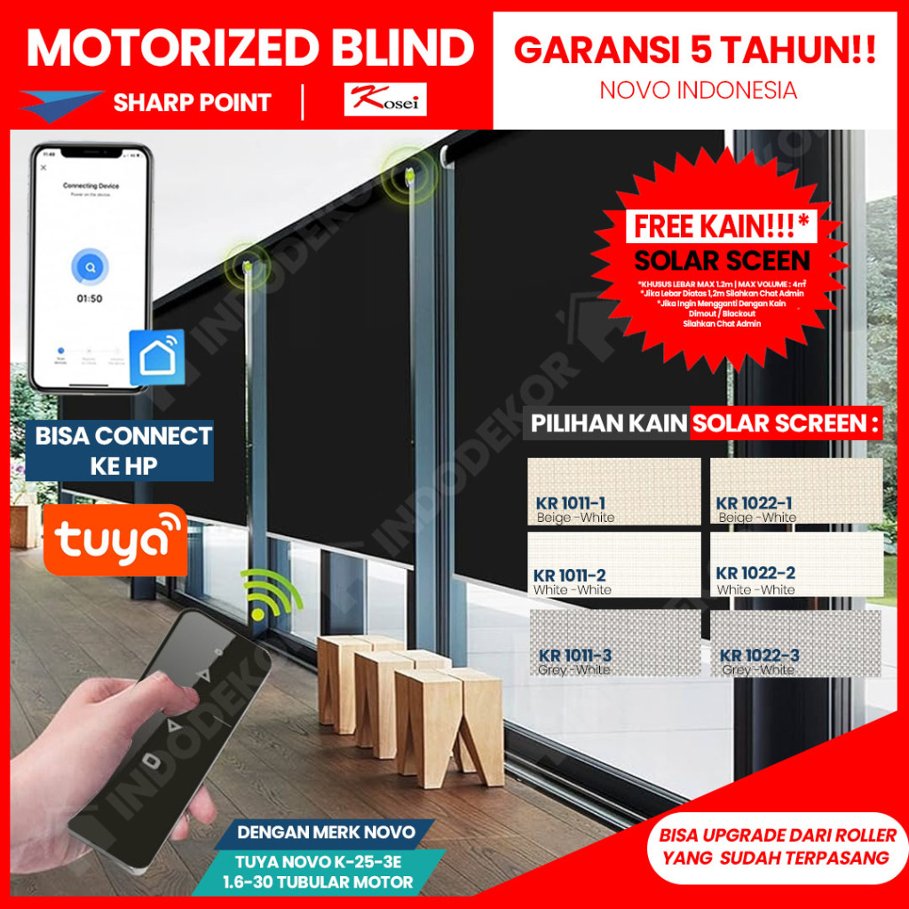 Roller Blinds Otomatis - Motorized Roller Blinds - Smart Roller Blinds