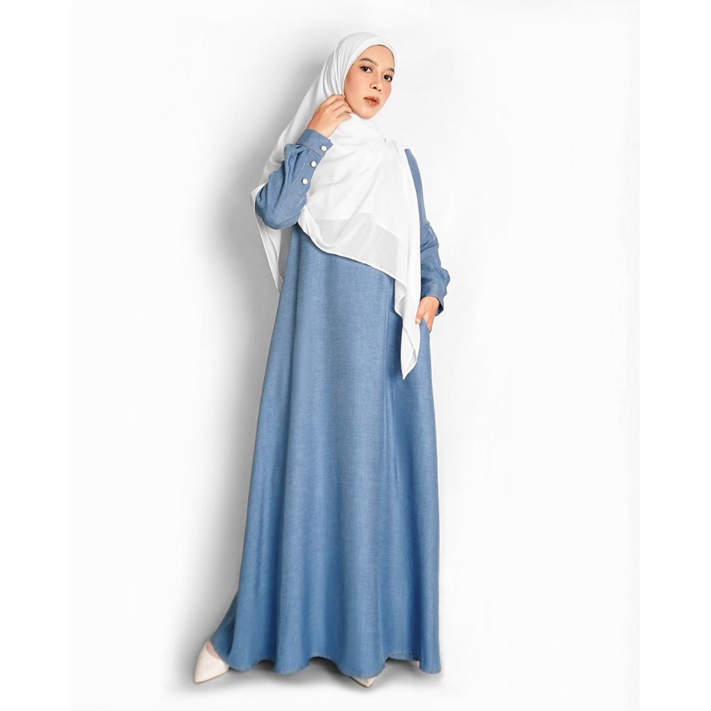 KIVITZ | QISYA DRESS - GAMIS MUSLIMAH DENIM LONGGAR SYAR'I