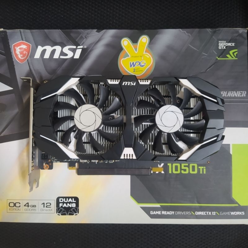 MSI GTX 1050 TI 4GB GDDR5 DUALFAN OC SECOND MULUS MASIH SEGEL FULLSET LIKENEW BUKAN GTX1030/GTX1650/