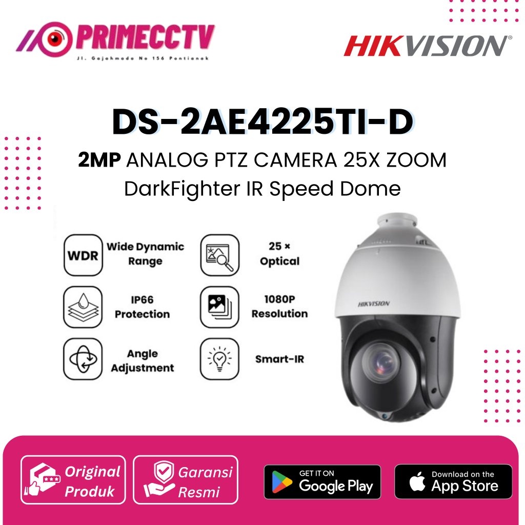 Hikvision DS-2AE4225TI-D 2MP ANALOG PTZ CAMERA 25X ZOOM DarkFighter IR Speed Dome