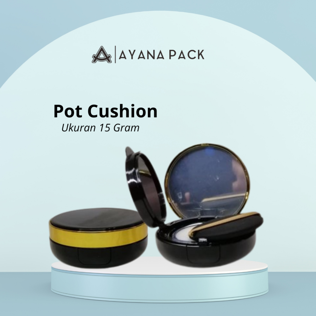 Pot Cushion 13-15gr Hitam Lis Gold / BB Cushion 15 gr Hitam Lis Gold / Wadah cushion kosong biasa / 