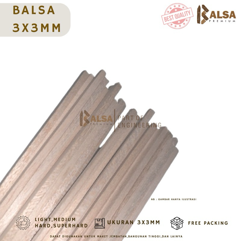 

Balsa stik ukuran 3x3mm