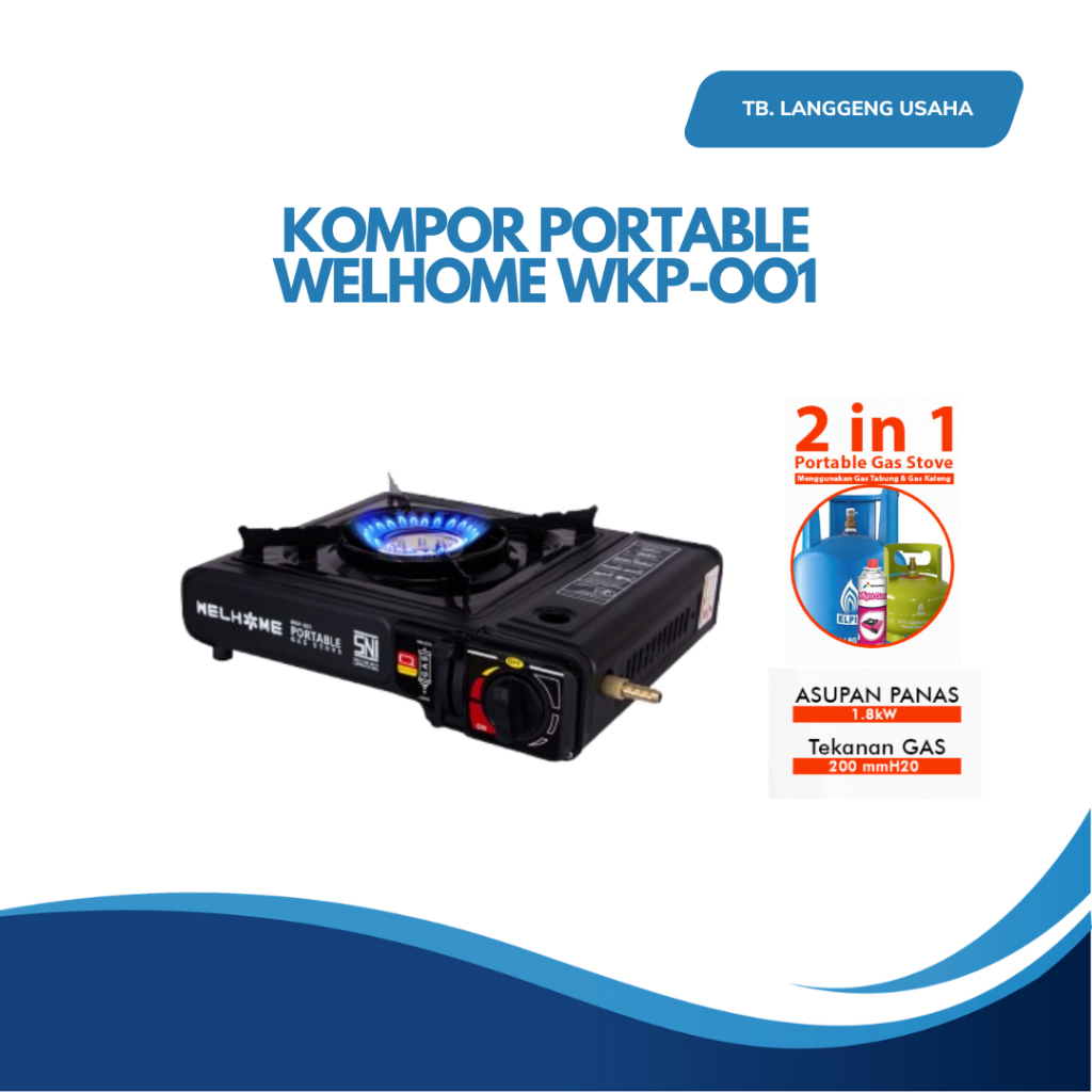 LU WELHOME KOMPOR GAS PORTABLE PORTABEL PORTEBEL WKP-001 2 IN 1 TRAVEL CAMPING KOMPOR GAS SATU DUA 1