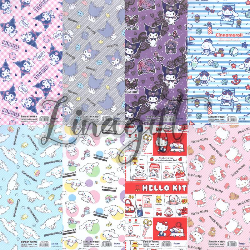 

( 5 Lembar ) SANRIO SANWA - KERTAS KADO KERO KEROPPI / MY MELODY / KUROMI / HELLOKITTY / CINAMOROL