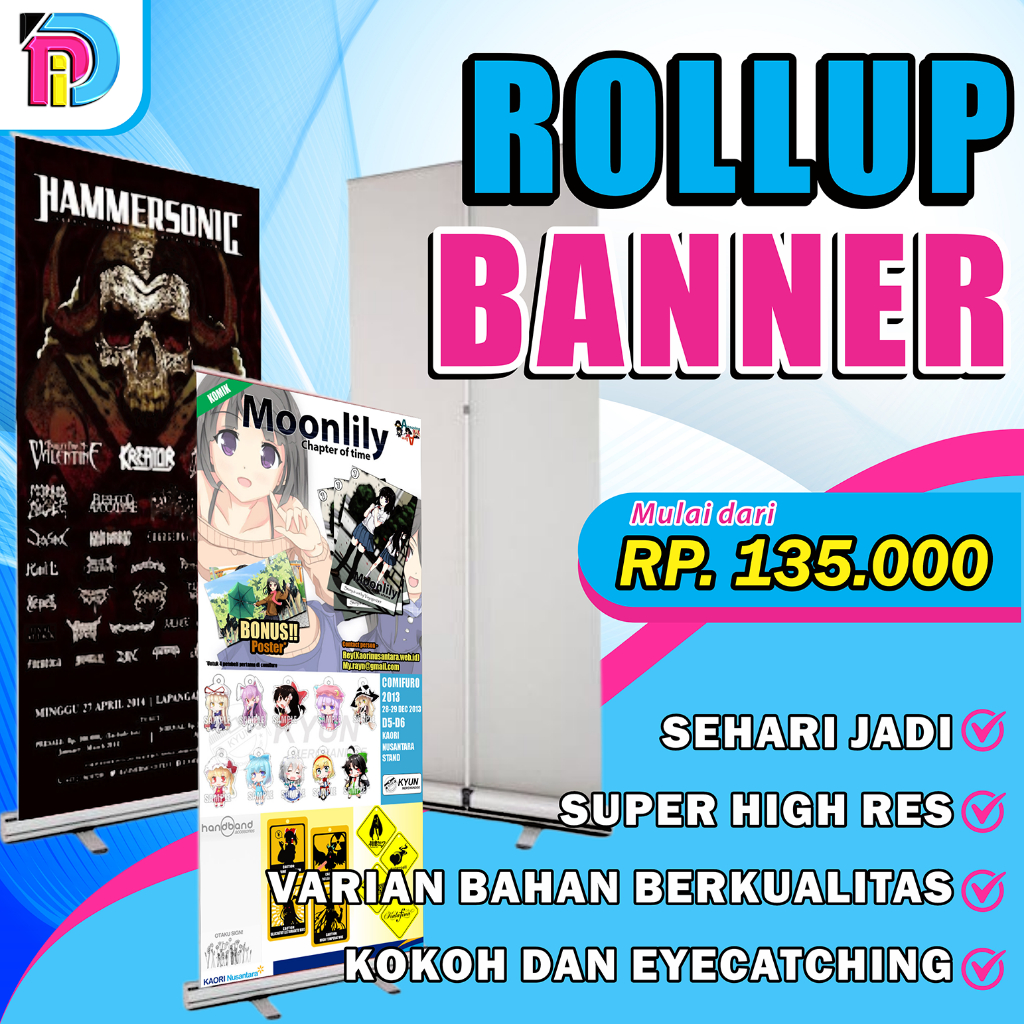 [FREE TAS] Roll Up Banner Cetak Roll Up Banner Custom Lengkap Roll Banner + Standing Banner