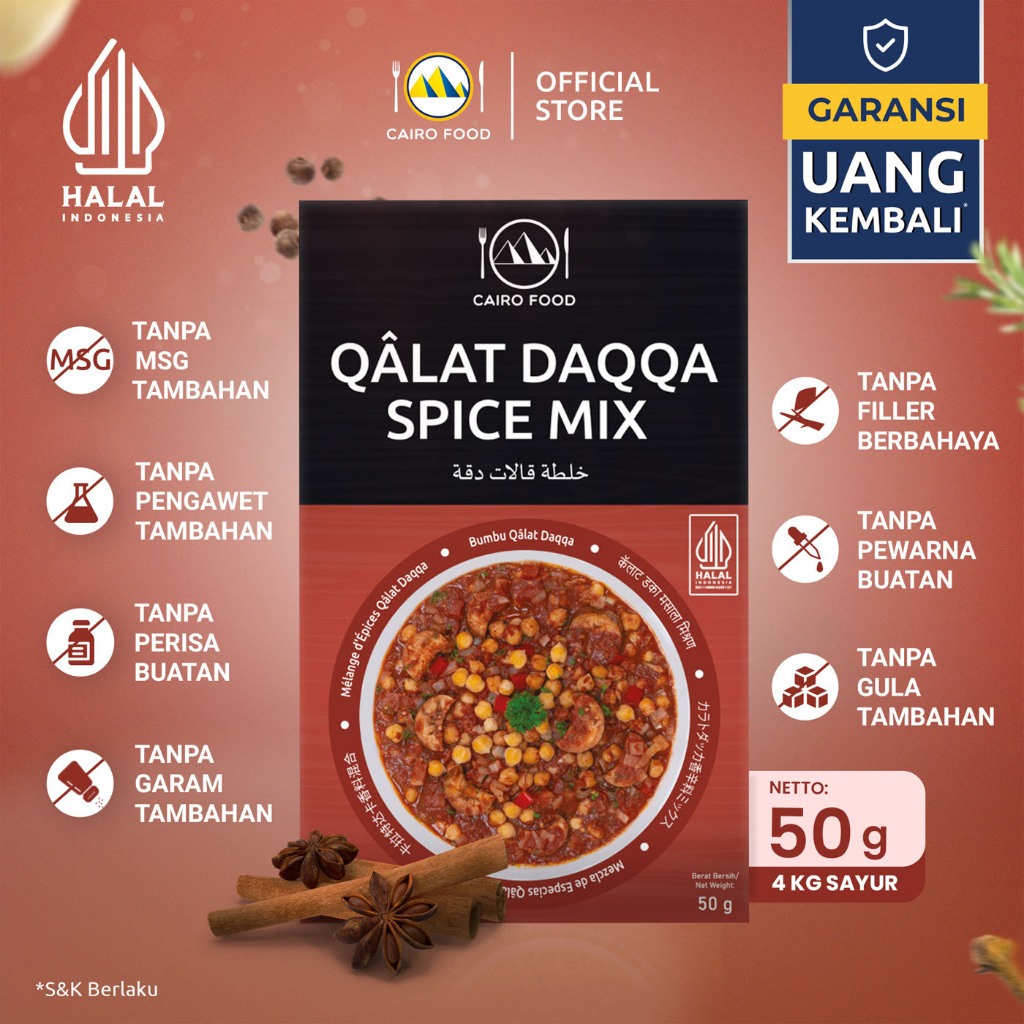 

Bumbu Qâlat Daqqa Sehat – Tanpa MSG, 100% Rempah Murni | Cairo Food