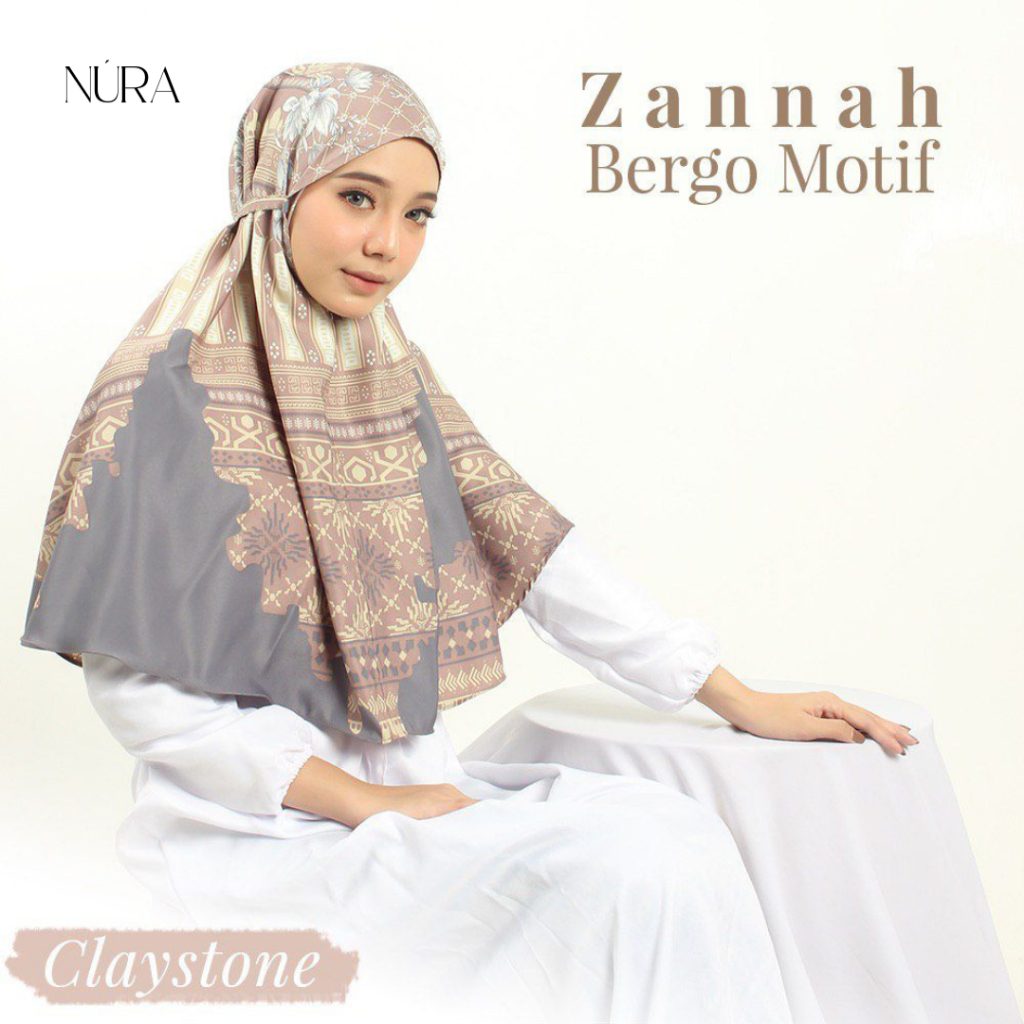NURA - hijab instan motif - bergo instan - kerudung bergo - jilbab instan motif - zannah bergo