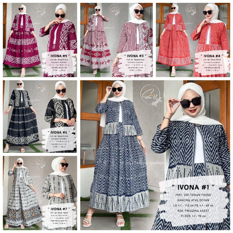 Setelan Wanita (Outer Cardi & Rok) Batik Ethnic ORI Tenun Troso