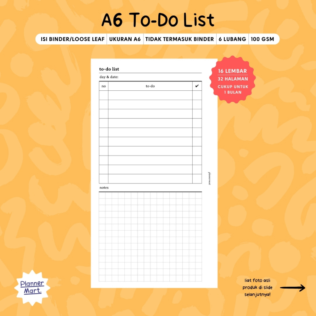 

Isi Binder A6 | To-do List