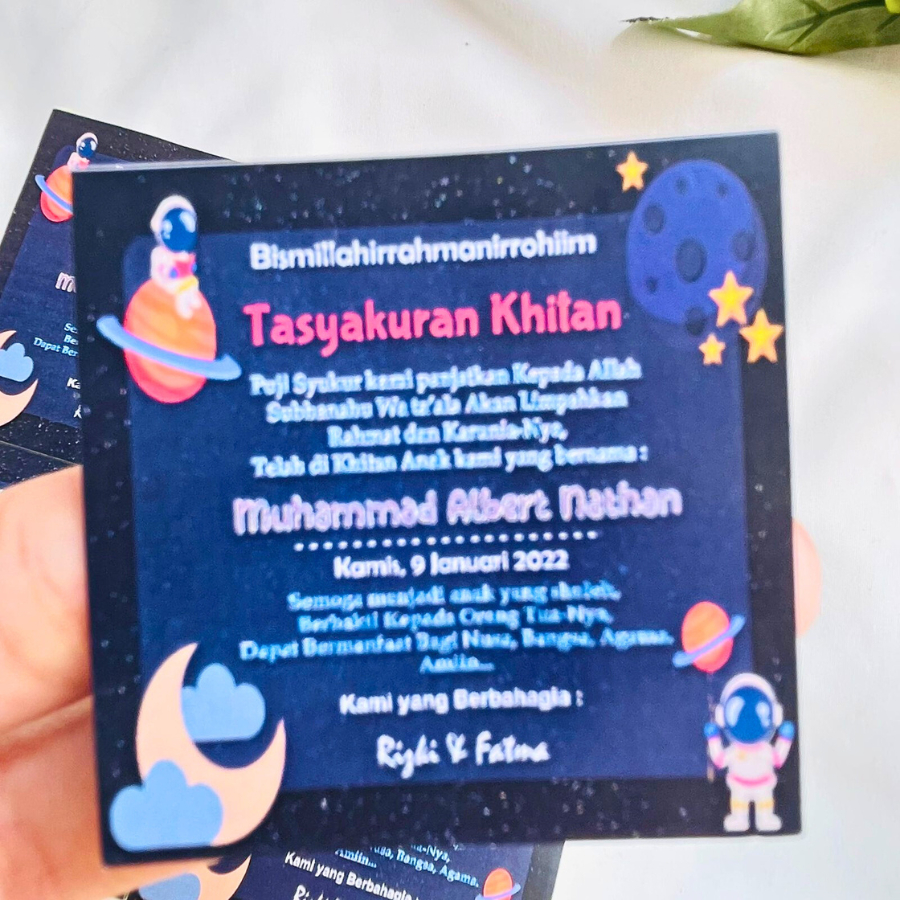 

12-15 Cetak stiker syukuran khitan kotak tasyakuran walimatul khitanan custom unik