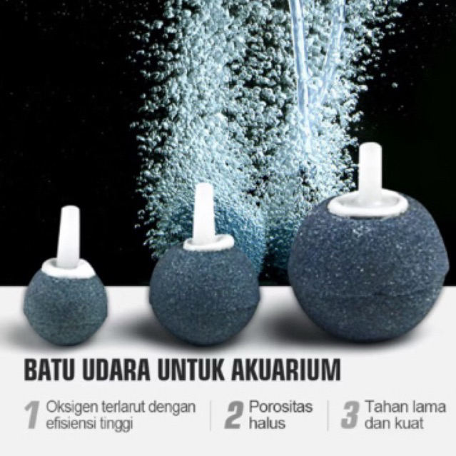 Air stone Bola Bakso Batu Aerasi Bulat Air Stone Gelembung Udara Oksigen Aerator Ikan Aquarium