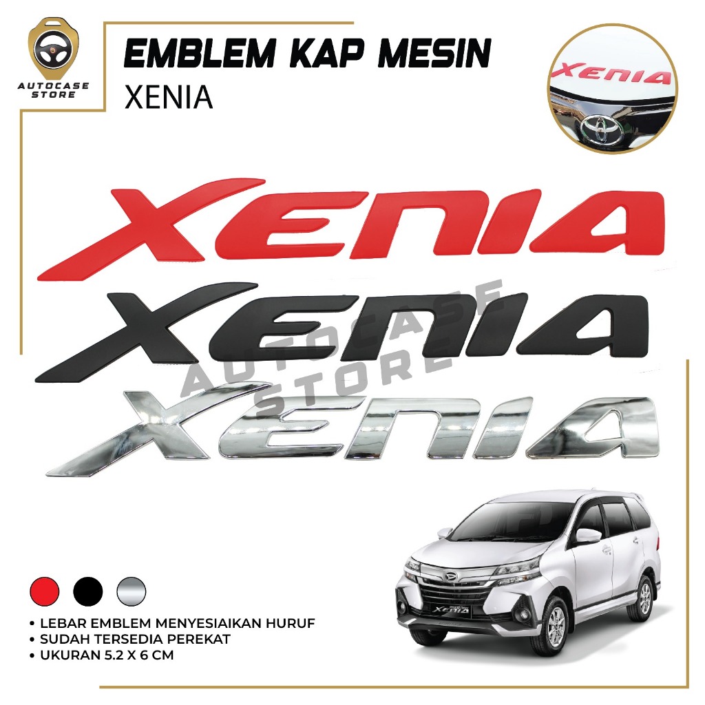 EMBLEM KAP MESIN XENIA 2019 2020 2021 BERBAGAI MACAM WARNA PNP AKSESORIS MOBIL