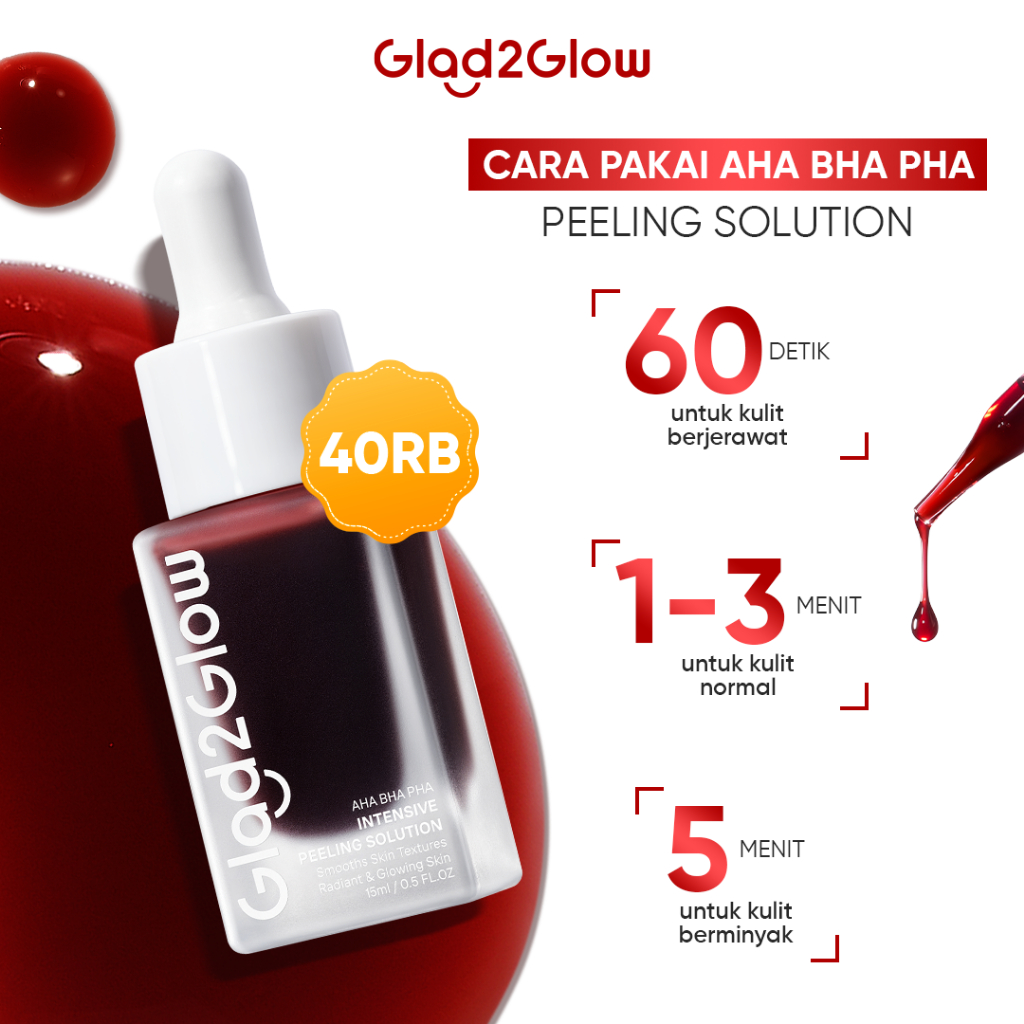 Peeling Serum Glad2Glow AHA BHA PHA Intensive Peeling Solution 15ml Serum G2G Exfoliasi Wajah merah 