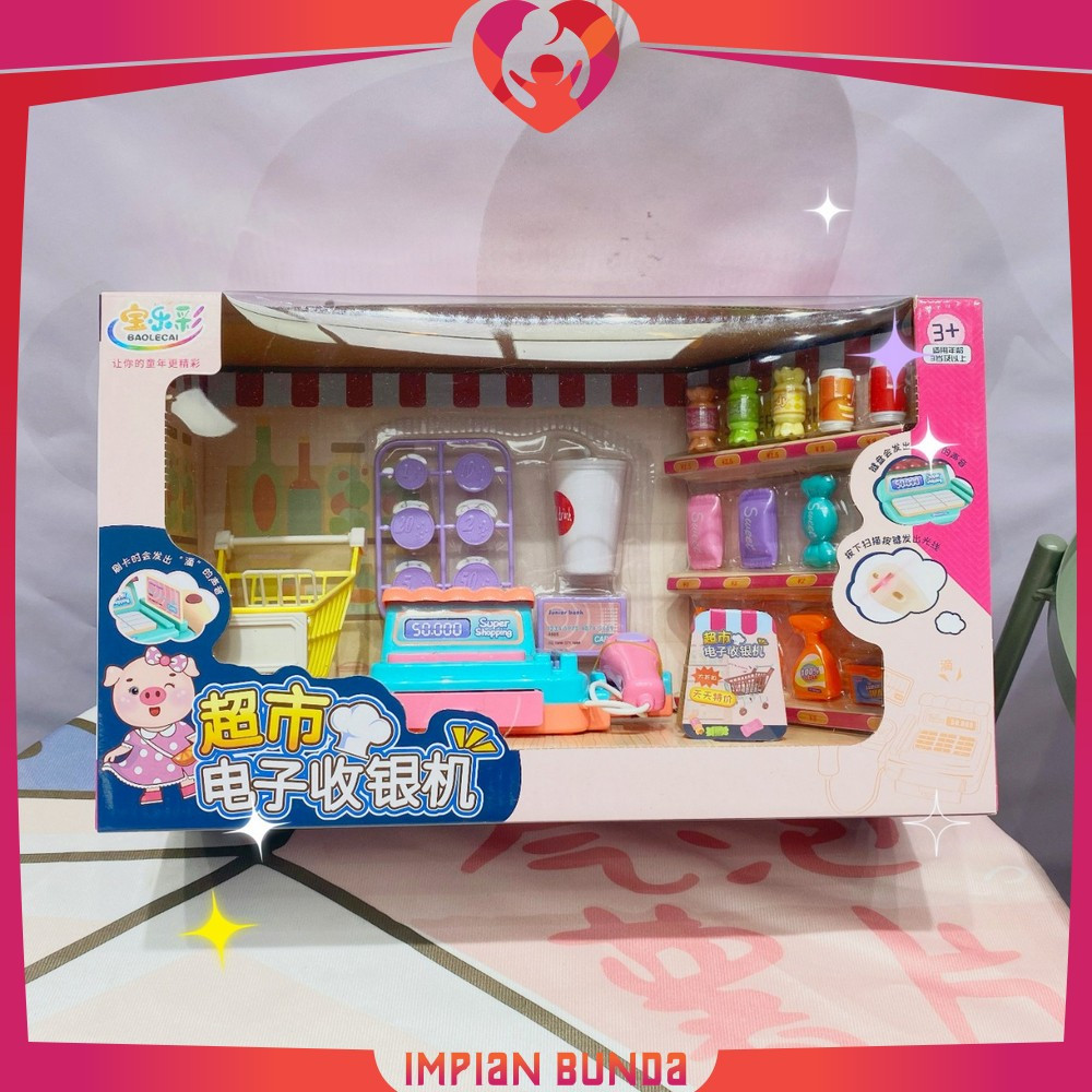 Mainan Mesin Kasir + Mainan Troli Belanja Anak / Cash Register Import / Mainan Kasir Kasiran Anak Pr