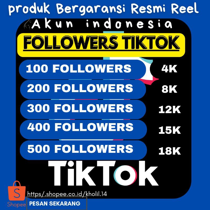 PROMO FOLLOWERS TIKTOK AKUN INDONESIA BERGARANSI