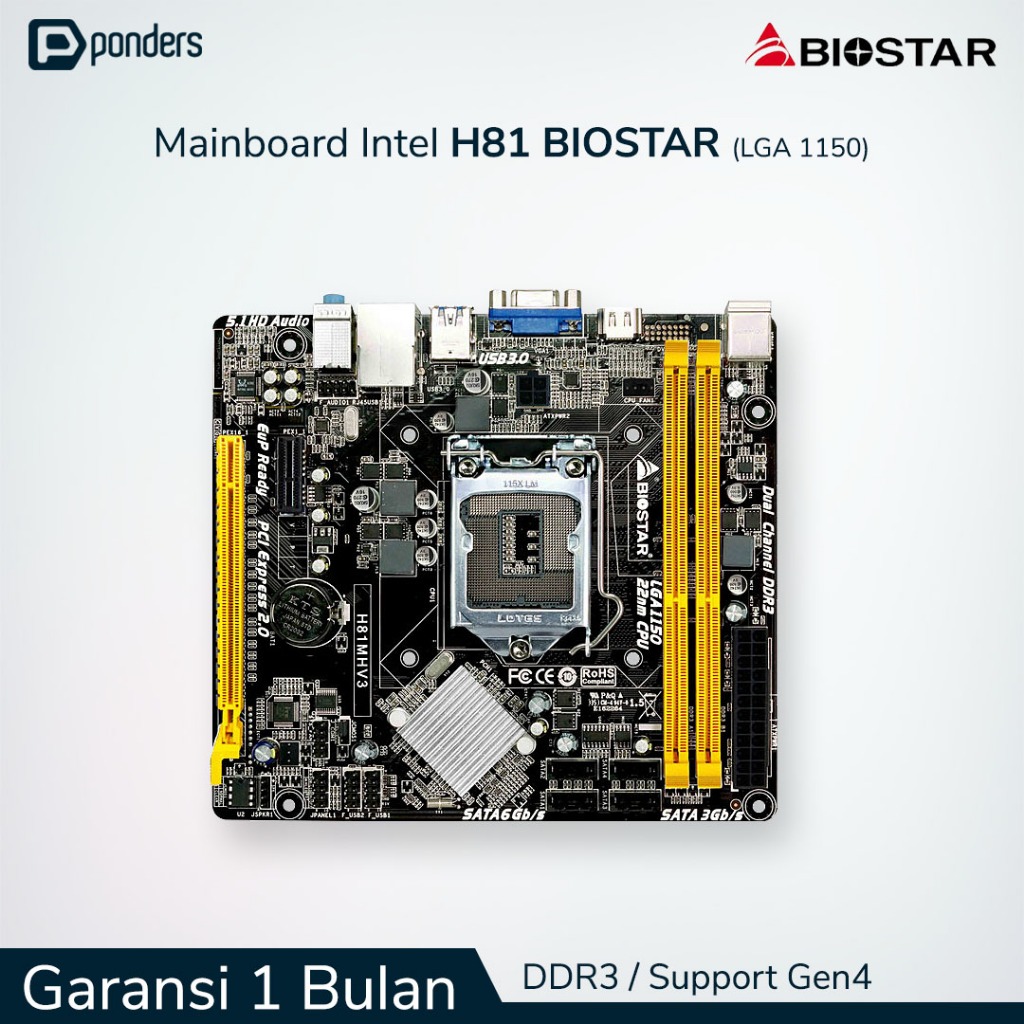 Mainboard Intel Biostar H81 LGA 1150 DDR3 Support Gen4