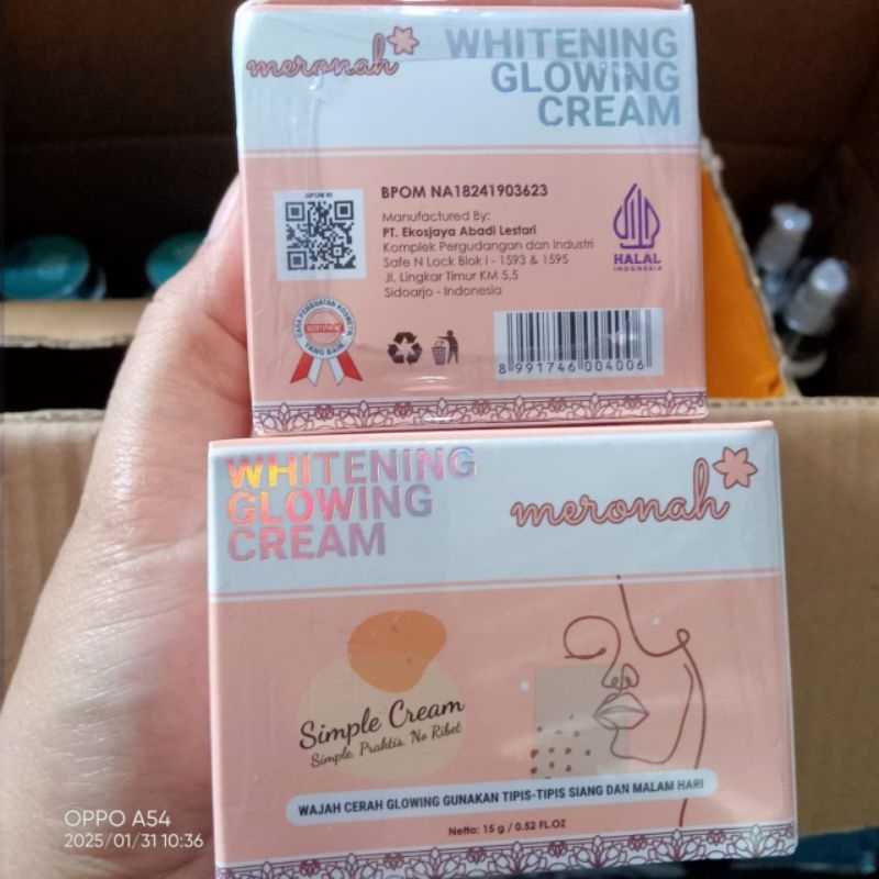 MERONAH WHITENING GLOWING CREAM BPOM 2IN1