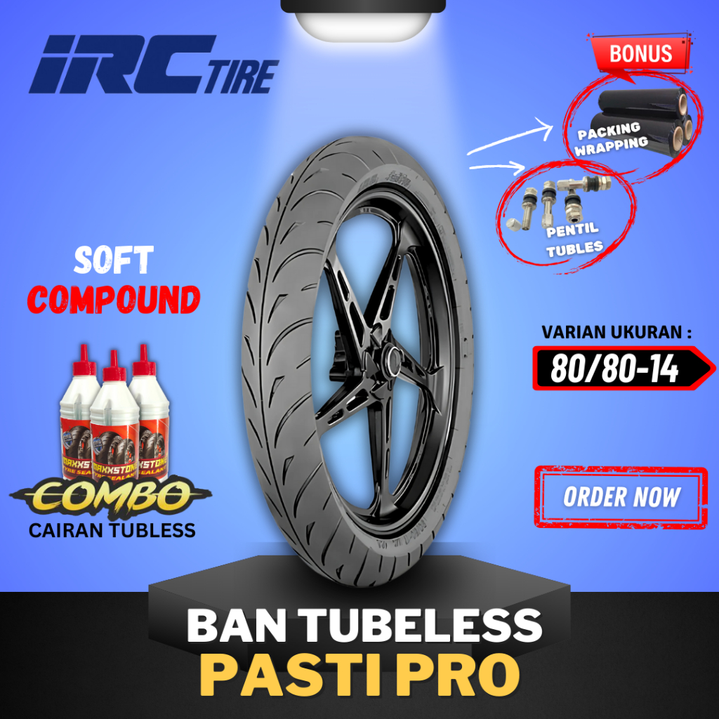 [READY COD] BAN IRC SOFT COMPOUND FASTI PRO ( 80/80-14 ) BAN RACING IRC PASTI PRO TUBLES RING 14 / S