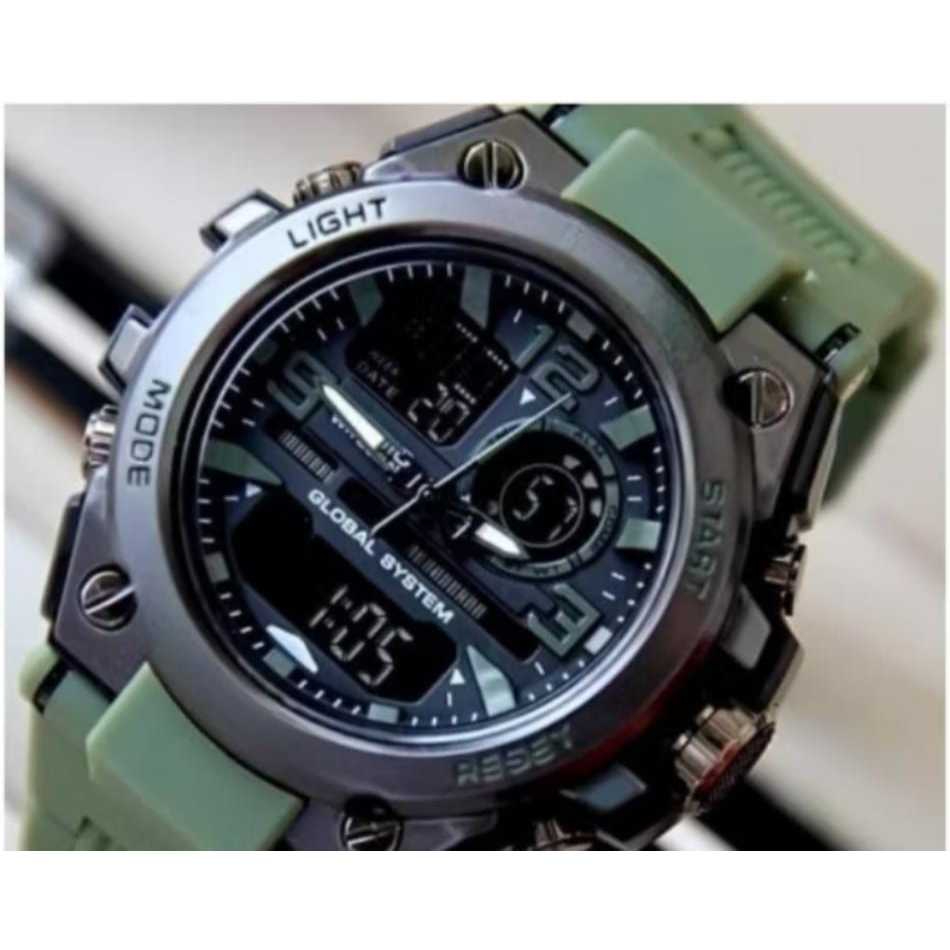 JAM TANGAN PRIA ANTI AIR RUBBER DUALTIME METAL RM235