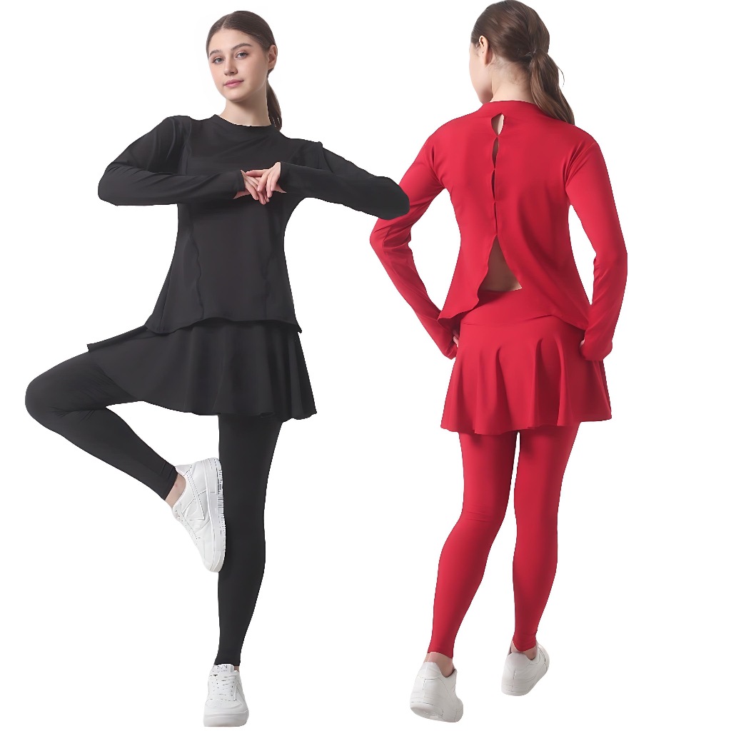 Set Olahraga Wanita Setelan Senam wanita Setelan yoga Baju Atasan Lengan panjang long sleeve ACTIVEW