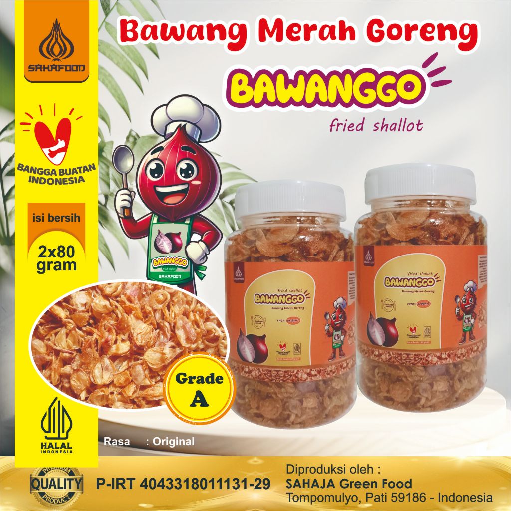 

BawangGo paket 2x80 gram Bawang Merah Goreng Sahafood Fried Shallots Makan Enak