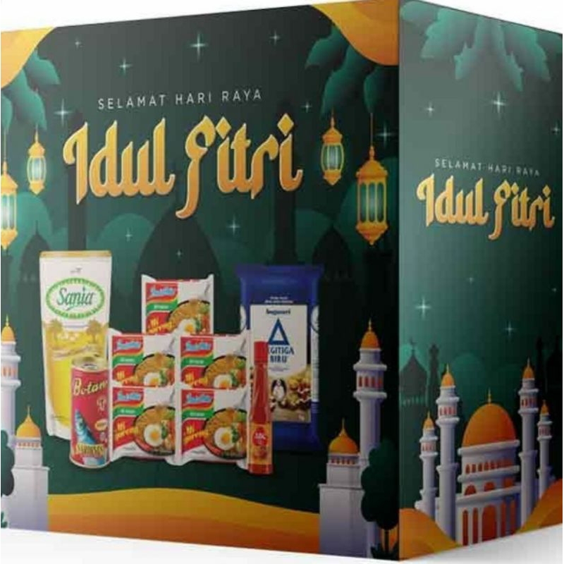 

Gift Box Hampers Hari Raya Idul Fitri Hijau / Parcel Lebaran / Paket Sembako Ramadhan