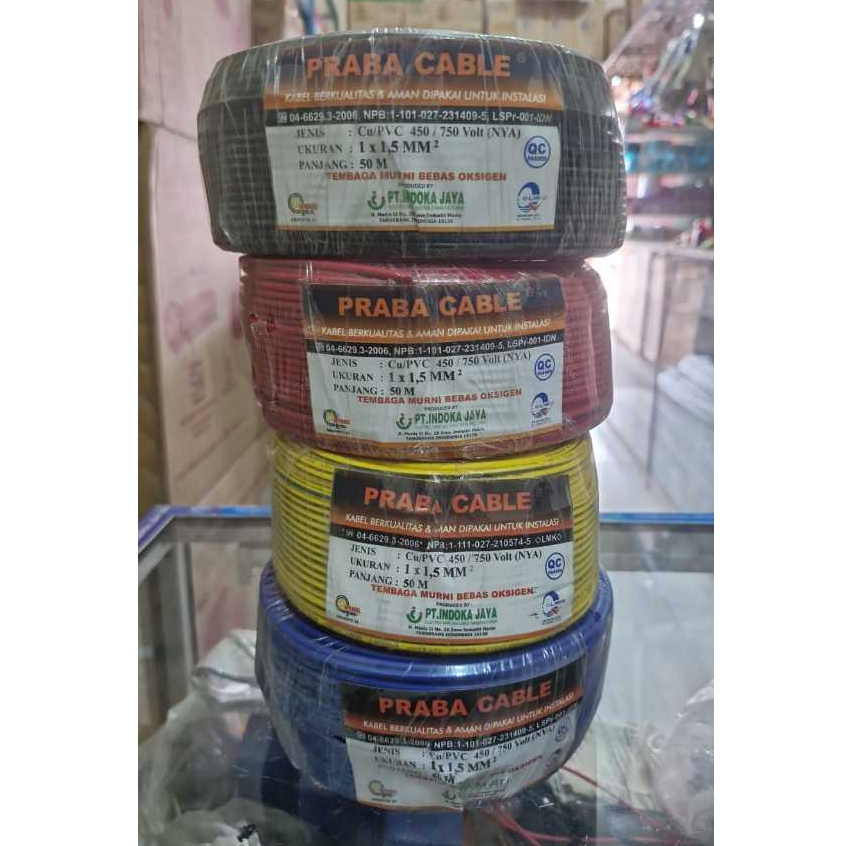 Kabel Praba NYA 1x1.5mm / Praba 1x1.5mm Jual Meteran