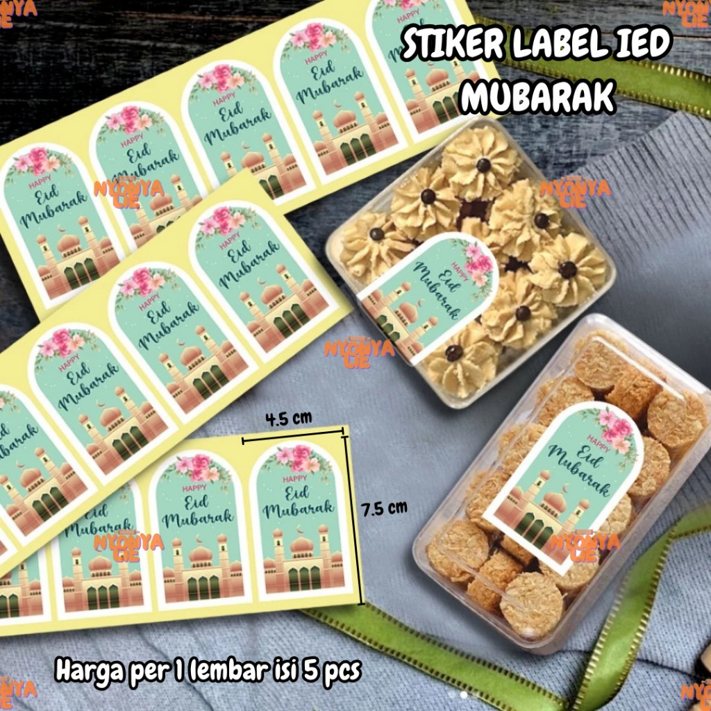 

STI08A Sticker Label 4.5 Cm 5 Pcs Happy Eid Mubarak Ramadan Idul Aidil Fitri Lebaran Nyonya Lie