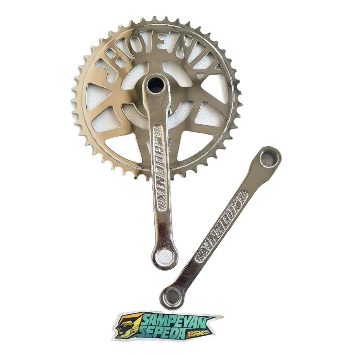 ORIGINAL Piringan Depan Sepeda Phoenix 44T Crank Gir Pantek Chrome Tebal Arm 165mm