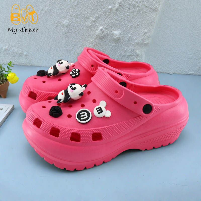Sandal Kodok Wanita Kekinian Sandal Jelly Wanita Selop Sandal Baim Jibbitz Wedges Platform NO.927-S1