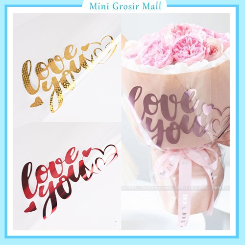 

15 Lembar Flower Wrapping Transparant motif tulisan love you Kertas Buket Bunga Cellophane KB60