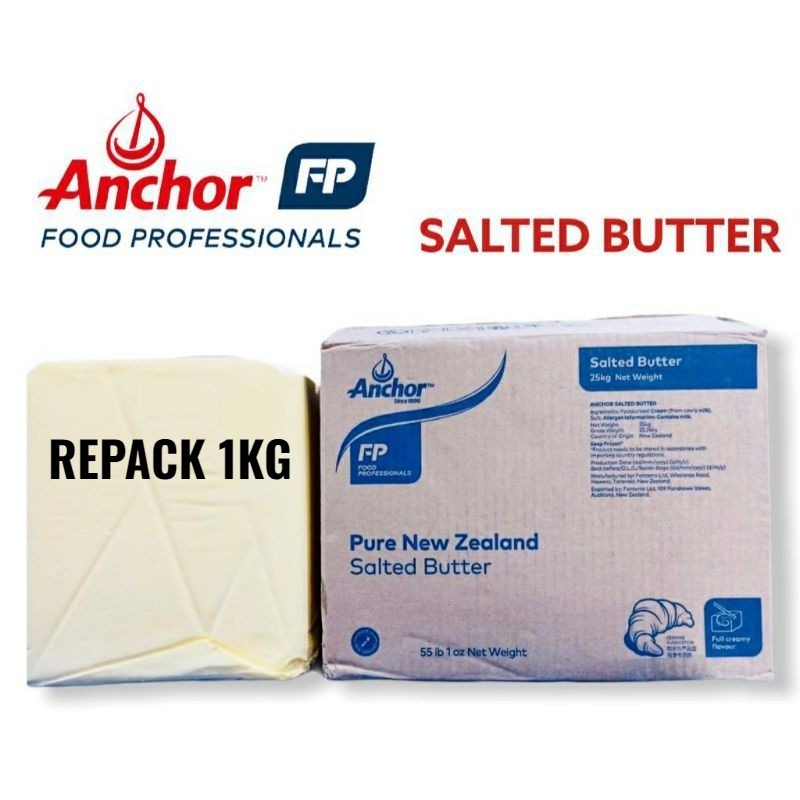 

ANCHOR BUTTER ASIN/SALTED ECER 1KG ROTI/CAKE/ANEKA KUE DLL