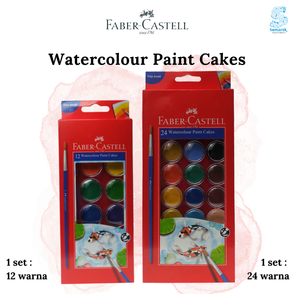 

Faber Castell Watercolour Paint Cakes Cat Air Padat dengan Palet dan Kuas - Set 12 / 24 Warna