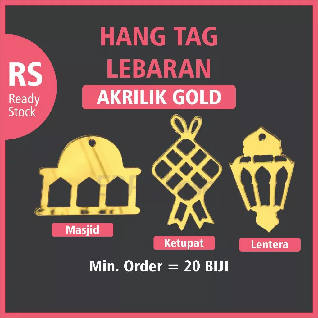 

HANG TAG RAMADHAN LEBARAN IDUL FITRI Bahan Akrilik Mirror Gold | Handtag Idul Fitri | Tag Eid Mubarak