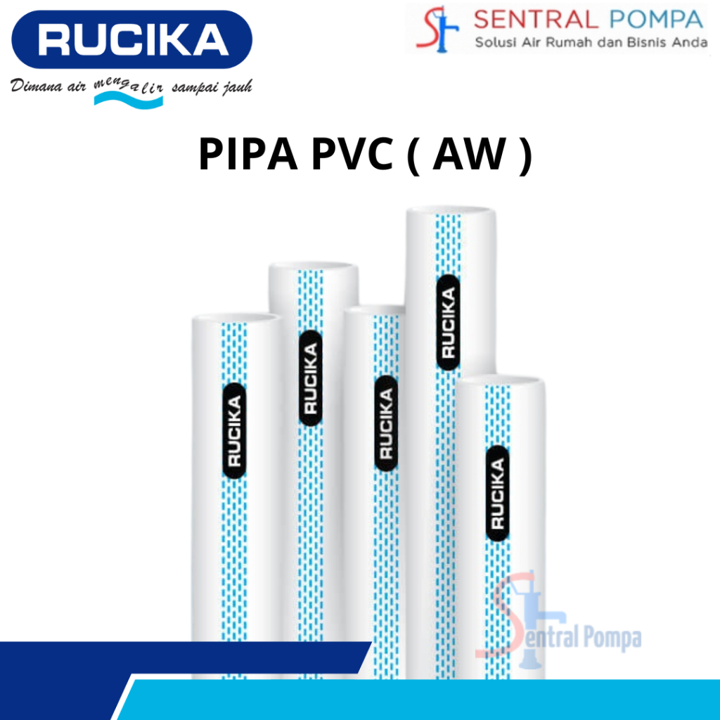 Pipa PVC Rucika AW Putih per meter 1/2" 3/4" 1" ukuran 1/2-1 inch Pipa paralon Panjang 1 Meter