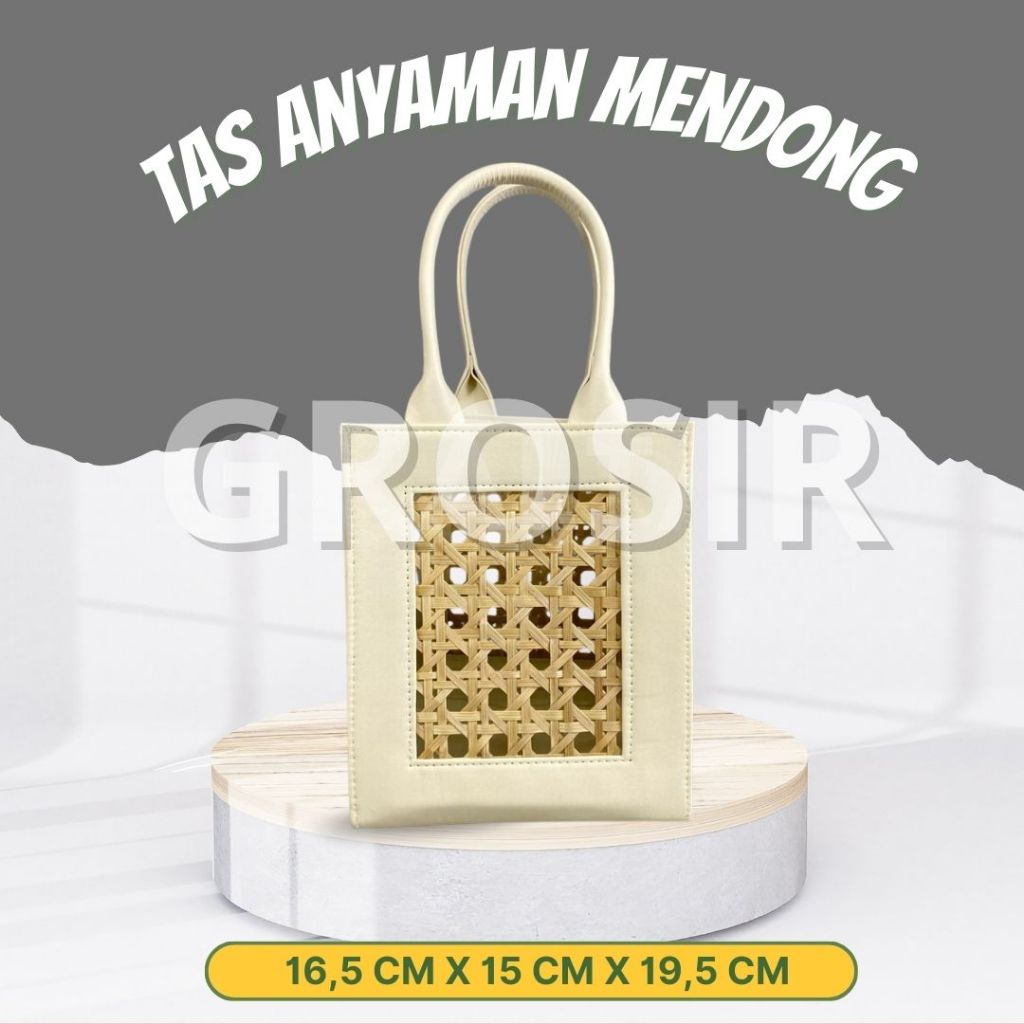 Tas Mendong Kombinasi Anyaman Bambu / Tas Anyaman Mendong Etnik Natural / Tas Hampers Mendong