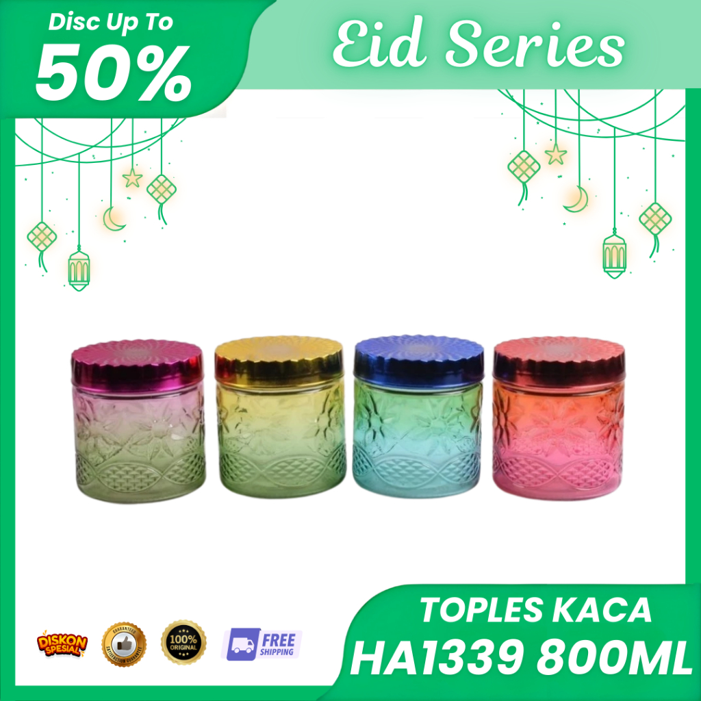 Toples Kaca Kue Kering 800 ml / Toples Cantik Lebaran Toples Permen - DM