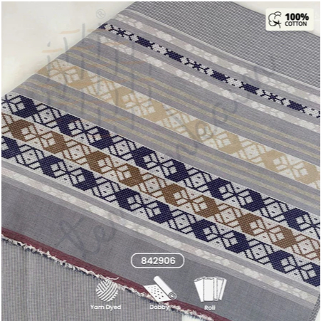 (50 CM) Kain 100% Cotton 842908 Motif Etnik | bahan baju lebaran | full motif dobby | Kain Songket |