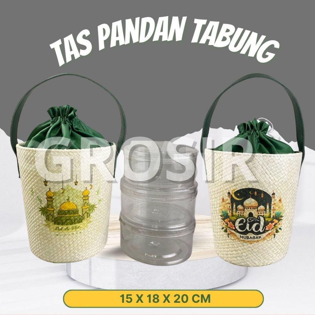 

Tas Hampers Tabung Pandan/ Tas Pandan Deco Masjid/ Tas Pandan Lebaran/Goodibag Gift Lebaran