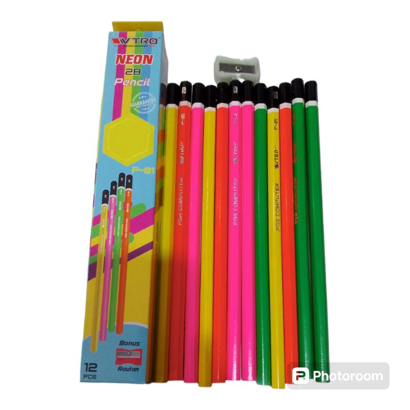 

Pensil 2b Vitro neon+orotan 1pak isi 12pcs
