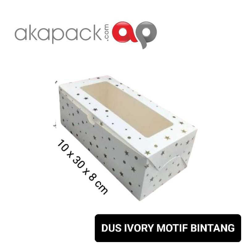 

Box Dus Kotak Kue Ivory Motif Bintang Bahan Putih Ivory Premium Jendela / Windiow